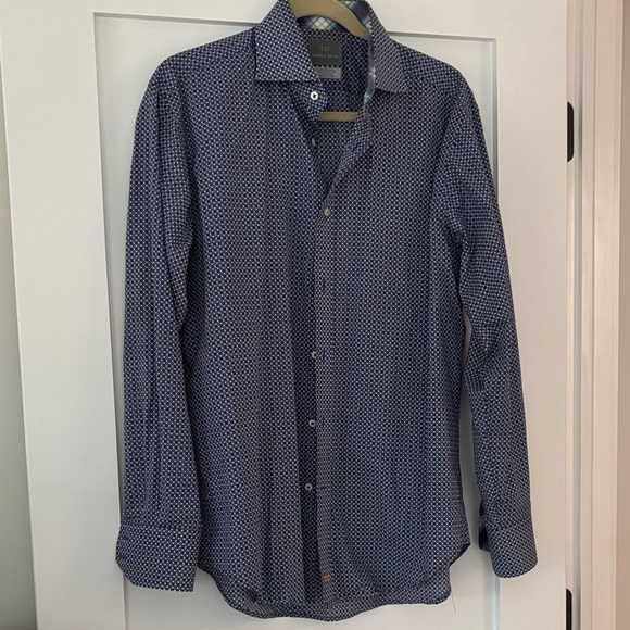 Thomas Dean Other - Thomas Dean Navy Geometric Button Down Shirt
